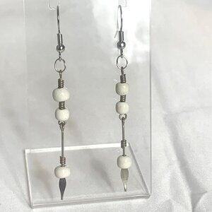 REIMAGINED Milk Glass Bead Hook Dangle Earrings